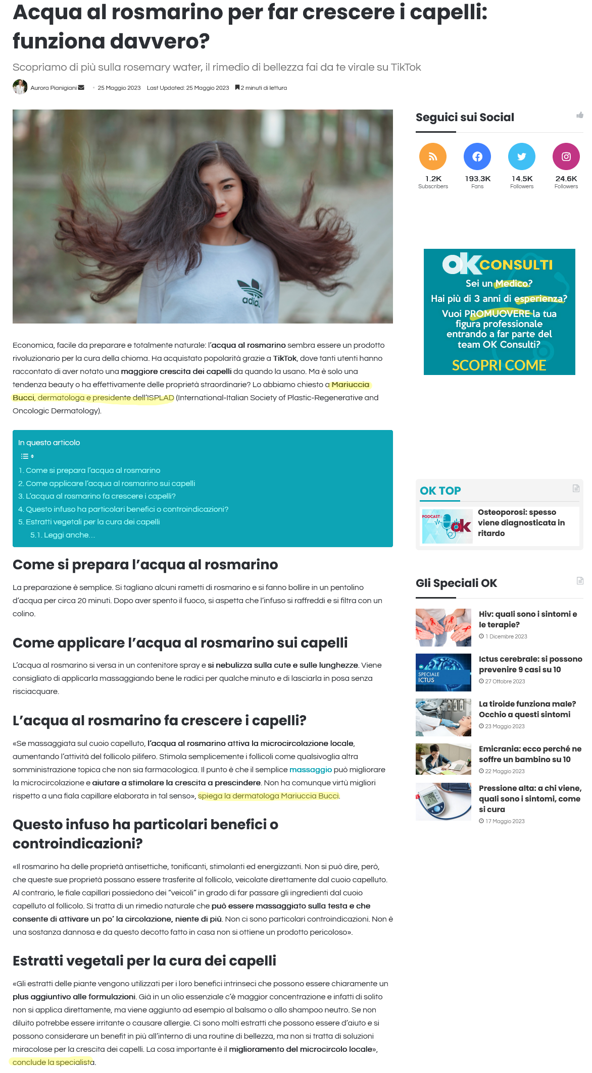 Ok salute - Acqua al rosmarino